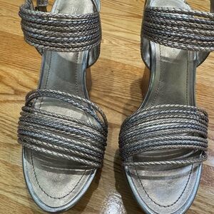 GB girls Silver Braided Sandals